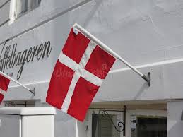 The vertical part of the cross is shifted to the hoist side. Datskij Flag Danii V Kopengagene Redakcionnoe Stokovoe Izobrazhenie Izobrazhenie Naschityvayushej Evropa Redakciono 137533504