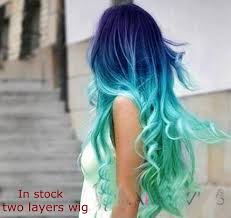 The front has been colored pink and has some blonde intermittently throughout. Newlookfree Shipping Cheap Long Wavy Two Tone Ombre Hair Color Blue Green Synthetic Lace Front Wigs For White Women Lace Pajama Wigs Mawig Wear Aliexpress