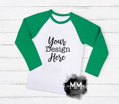 Download Raglan T Shirt Mockup Green Sleeve Shirt Display Long Sleeve Etsy