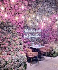 Image Via Elan Cafe Instagram Floral Flowers Candycolored Flower Cafe Cafe Interior Design Floral Interior