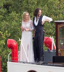The comedian, 46, was walking his german shepherd, named bear, near his £4.1 million home in henley. Russell Brand 42 Ties The Knot With Laura Gallacher 30 Before Shipping Guests Including Kirsty Gallacher And Noel Gallagher Home In A Paddle Steamer