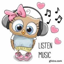 Wild Animal And Pet Listening To Music On Headphones 25 Eps Coruja Desenho Cartoon Cartoon Desenhos Fofos De Urso