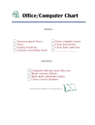 Office Computer Chore Check List Cleaning Closet Chore