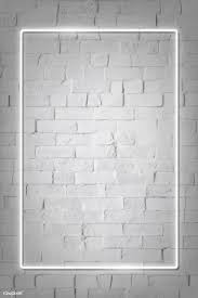 Black And White Brick Wallpaper Download Premium Vector Of Rectangle White Neon Frame On A White Brick White Brick Walls Brick Wall Background White Brick