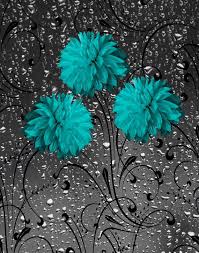Teal Gray Wall Art Photography Floral Decorative Bathroom Bedroom Home Decor Matted Picture Grey Wall Art Teal Wall Art Teal Wall Decor