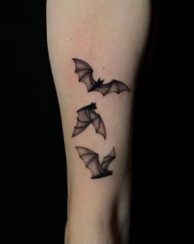 Three little bats from Halloween flash day last Friday! Loved tattooing  these, thanks Naila for coming in for them and for everyone who came by -  it was a wonderfully spooky time!