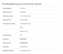 Business For Sale Floating Restaurant Events Venue Ref Bfs0200 Location Durban South Africa Asking Price Business Valuation Sell Your Business Business