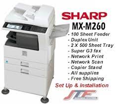 El sistema de copiadora utiliza un diseño de multiprocesador de alta velocidad más una memoria compartida operativa de 2gb que le da un tiempo de calentamiento de. Sharp Mx M260 Copier 2 X 500 Trays Network Fax Scan Print Stand Shipping Supplies Delivery Installation Set Up Sharp Mx M260