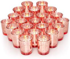 Rose gold mercury glass votive candle, set of 72, eco friendly, clean burning sustainable soy wax. Amazon Com Volens Rose Gold Party Decorations 72pcs Mercury Glass Votive Candle Holders Set For Wedding Bridal And Baby Shower Kitchen Dining