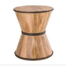 Industrial Hourglass Shape Mango Wood Accent Side Table Accent Side Table Accent Table Mango Wood