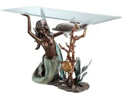 Mermaid Glass Top Console Table San Pacific International Mermaid Decor Mermaid Home Decor Mermaid Glass