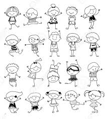 Black And White Kids Playing Cartoon Drawing Sketch Group Of Kids Drawing For Kids Doodle Art Cartoon Drawings