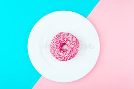 Maybe you would like to learn more about one of these? Minimalism Colour Contrast On A Blue And Pink Background Donut Photo From Above In Flat Style Stock Image Image Of Blue Green 117715079