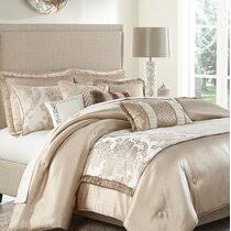 The novella comforter set by michael amini brings a unique and opulent look to your bed with a gold and cream jacquard pattern finished by a gold embroidered frame motif. Michael Amini Bedding You Ll Love In 2021 Wayfair