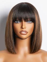 Amazon.com : Natural Black Layered Cut Wavy HD Transparent Lace Front Wig  With Bangs Human Hair Wig 13X6 Natural Wave Glueless Pre-plucked 150%  density Loose Wave Brazilian Remy Hair For Black Woman