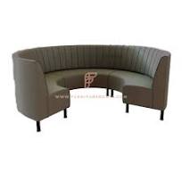 Restaurant Sofa Wood Restaurant Booth Fabric Faux Leather Buttoned Back  Semi-Circular C-Shaped Booth Seating