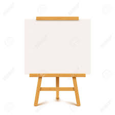 illustration of wooden flip chart with paper white color on white