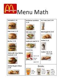 Select items in several categories from sample menus and accurately compute proper total, tax, and gratuity for their imaginary meal. Mcdonald S Menu Math By Lifeskills Connections With Mrs Ng Tpt