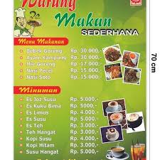 Resep masakan sayur untuk sajian bergizi yang disukai anak dan suami. Jual Menu Warung Makan 50x70cm Jakarta Barat Renastore1373 Tokopedia