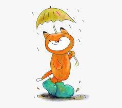 Good morning rainy cartoon images. Fox Fox In The Rain Cute Fox Umbrella Cute Animal Good Morning In Rainy Day Hd Png Download Kindpng