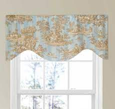 Shop for designer kitchen curtains in a variety of colors and styles at the curtain shop. Light Blue And Brown French Toile Curtain Shaped Valance Modern Neoclassical Interior Toile Curtains Traditional Dining Rooms
