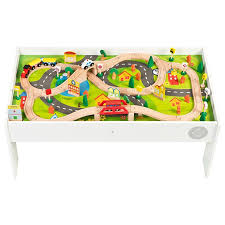 A train table provides an assigned space for the train set but also helps keep things organized if you get one that has drawers for storage. Stoy White Wooden Train Table Alexandalexa