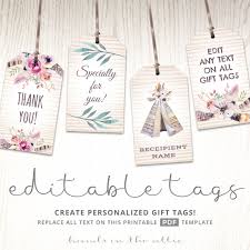 Use this blank onesie tag template to add your own creative touch. Bohemian Baby Shower Gift Tags Personalize Print Hands In The Attic