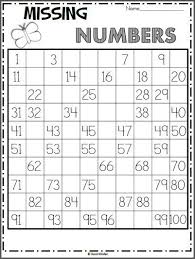 Free Spring 100s Chart Missing Numbers Worksheet