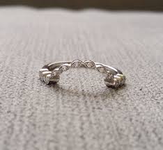 Art Deco Diamond Wedding Band Curved Milgrain Ring Vintage Antique Art Nouveau Scallope Art Deco Diamond Diamond Wedding Bands Antique Diamond Engagement Rings