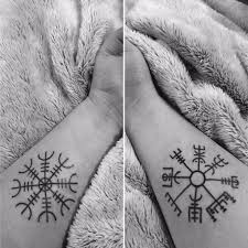 My First Tattoos Vegvisir On The Right And Aegishjalmur On The Left Artist James Haun Fatty S Tattoo S And Piercings Tattoos First Tattoo Geometric Tattoo