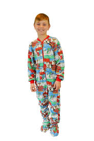 Boys Girls Winter Fun Christmas Kids Onesie Footie Fleece Pajamas Big Feet Onesie Footed Pajamas