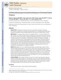Pdf Childhood Bullying Involvement And Exposure To Intimate Partner Violence