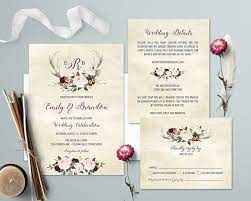 Rustic Wedding Invitations Deer Antler Wedding Invitations Blush Floral Antler Wedding Invitations Rustic Antler Wedding Invitations Blush Wedding Invitations