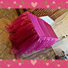 Ruffled Table Skirt Candy Table Coral Pink Etsy In 2020 Coral Pink Table Skirt Coral