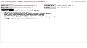 cardiologist cv resume sample