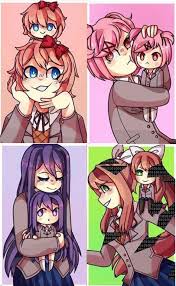 Found Fanart The Dokis With Their Chibis Ddlc Literature Club Anime Fan Art