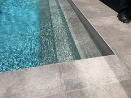 N Kos Light Grey Anti Slip Porcelain Tile For The Pool Surrounds And External Stair Case Pool Colors Pool Tile Pool Designs
