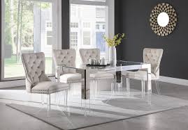 This dining table enhances the look of your dining room with its glam base and expansive surface. Casper Silver Table 717 Meridian Furniture Single Dining Tables In 2021 Glass Dining Table Set Unique Dining Room Table Gold Dining Room
