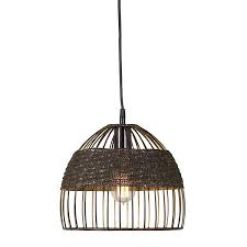 Brown Wire And Rattan Cage Pendant Light Kirklands