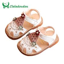 Us 14 42 13 Off Claladoudou 12 14cm Brand Baby Summer Sandals Cute Cartoon Pu Flower Flat Shoes For Toddler Girls 0 2years Us Size 4 Infant Shoe In