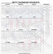 Usa Holidays 2019 Holiday Calendar Calendar 2019 Holidays