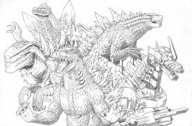 Zoom In For Better Quality The Scanner I Use Aint The Best One To Scan Drawing Pictures With Done This To Celebrate The 60t Godzilla Coloring Pages Kaiju Art