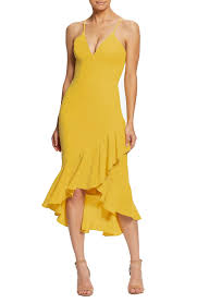 Dress The Population Wendy High Low Ruffle Cocktail Dress Main Color Canary Cocktail Dress Yellow Dress The Population Backless Cocktail Dress