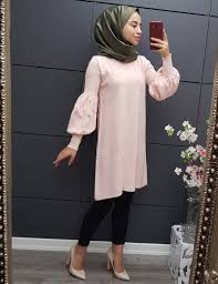 Balon Kol Inci Detayli Triko Tunik Pudra Moda Stilleri Triko Trendler