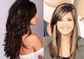 Taglio capelli scalati e lunghi con ciuffo. Pin Auf Capelli