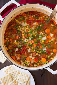My vegetable soup is incredibly simple to make using diced potatoes, frozen mixed vegetables, and a can of corn. Vegetable Soup Cooking Classy