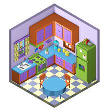 Inspired by the simpsons, this canadian couple decided to renovate their own kitchen based on the one from the show — complete with blue counter tops, purple cabinets, and corncob curtains. The Simpsons Kitchen 3d On Behance