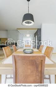 Fall is such a beautiful season! Wooden Elegant Dining Table With Chairs Modern Elegant Dining Room With Wooden Minimalist Table Chairs And Pendant Lamp Canstock