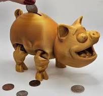 3D Printed Piggy Bank / Customizable / Flexi Factory Pig ...