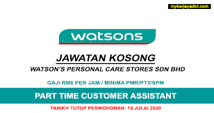 Ohjobs, jawatan kosong 2021, kerja kosong 2021, jawatan kosong kerajaan 2021, jawatan kosong swasta 2021, job vacancy, kerja kosong kerajaan, 2021, iklan jawatan kosong 2021, jobs in malaysia 2021, temuduga terbuka 2021, jawatan kosong kerajaan terkini, download borang. Update Jawatan Kosong Part Time Di Watson S Personal Care Stores Sdn Bhd Permohonan Sehingga 10 Julai 2020 Mykerjayadot